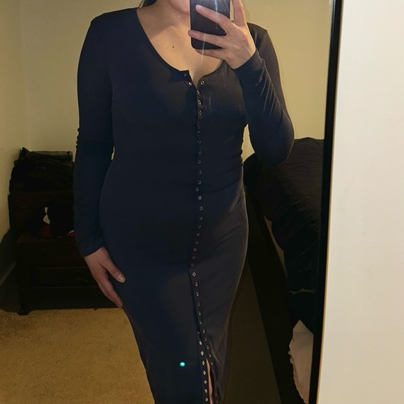 NORDSTROM BP Button Down Ribbed Dress - Blue - Picture 7 of 8